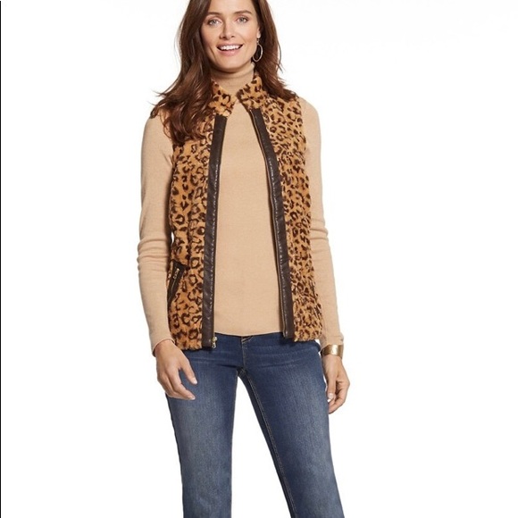 Chicos Faux-Fur Leopard Vest - Extra Small - EUC - Picture 3 of 9
